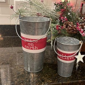Christmas Galvanized Vase Set of Two from Primitives by Kathy